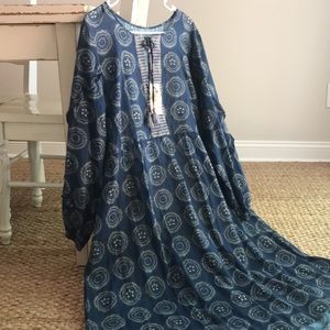 New with Tag: Johnny Was Ruffle Tea Length Dress. Size XL